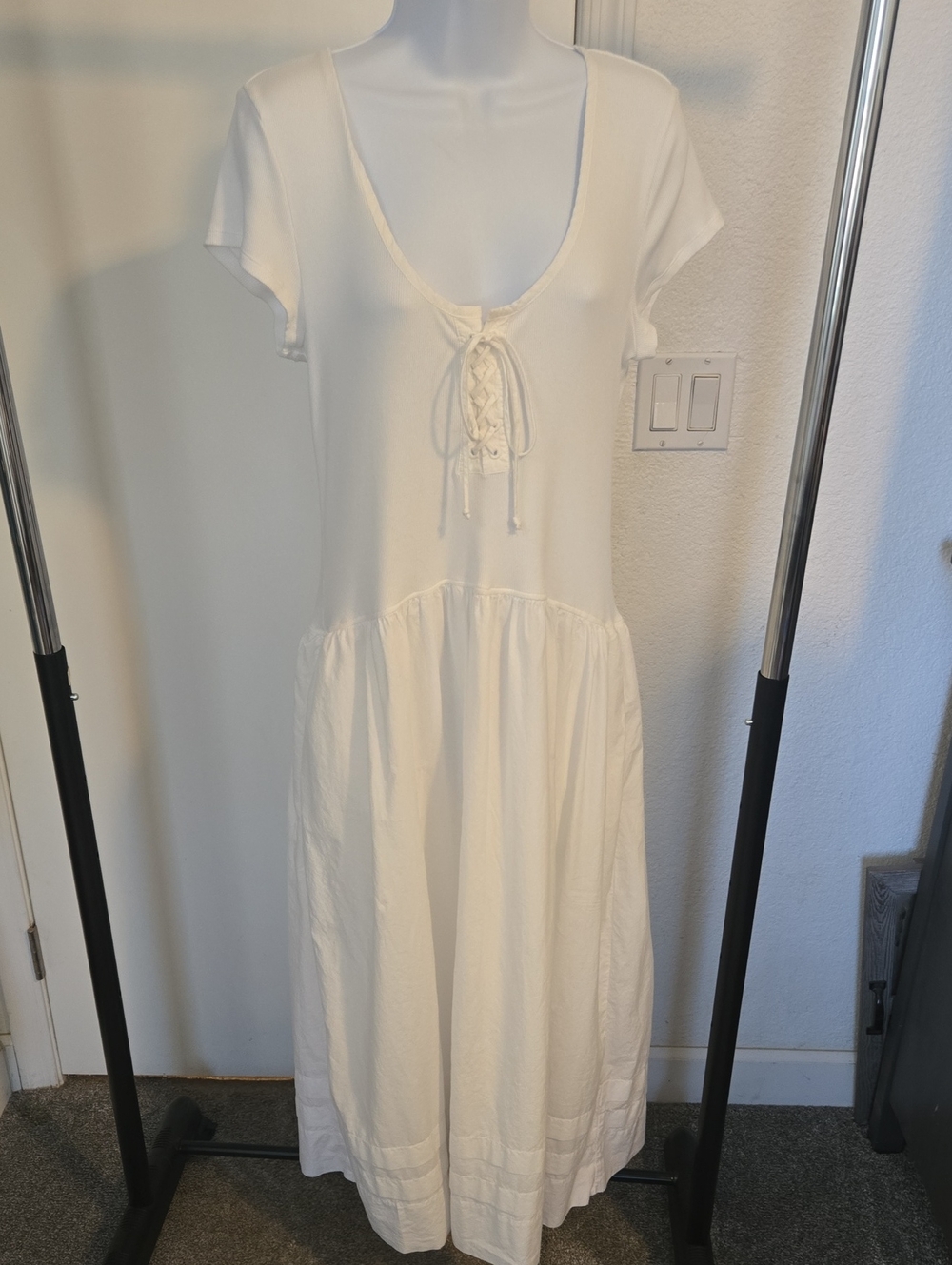 Universal Thread White Lace-Up Maxi Dress